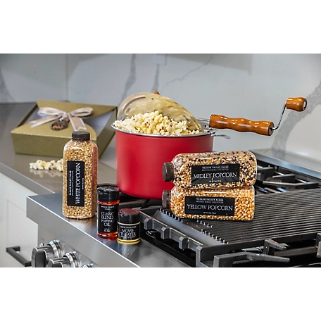 Wabash Valley Farms Perfectly Popped Golden Glitter Popcorn Gift Set featuring Red Whirley Pop with Metal Gears