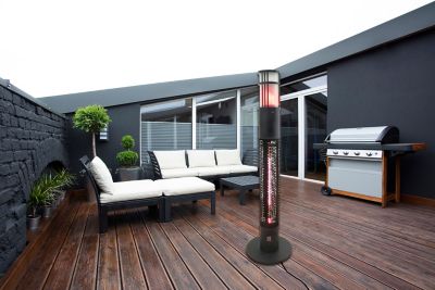 Image showing  Infrared Electric Outdoor Heater Portable with Gold Tube and Flame
