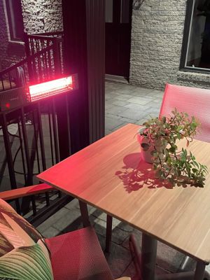 Image showing  Infrared Electric Outdoor Heater - Wall Mounted with Gold Tube and Remote Control