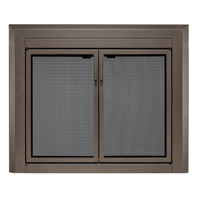UniFlame Logan Oil Rubbed Bronze Cabinet-style Fireplace Doors with Smoke Tempered Glass, Small