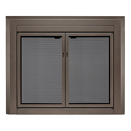 UniFlame Logan Oil Rubbed Bronze Cabinet-style Fireplace Doors with Smoke Tempered Glass, Small