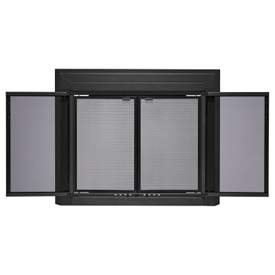 Image showing  Logan Black Cabinet-style Fireplace Doors with Smoke Tempered Glass, Medium