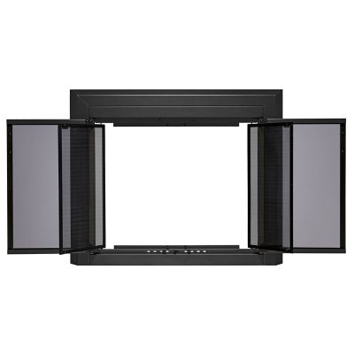 Image showing  Logan Black Cabinet-style Fireplace Doors with Smoke Tempered Glass, Medium