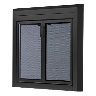 Image showing  Logan Black Cabinet-style Fireplace Doors with Smoke Tempered Glass, Medium