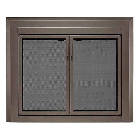 UniFlame Logan Oil Rubbed Bronze Cabinet-style Fireplace Doors with Smoke Tempered Glass, Medium