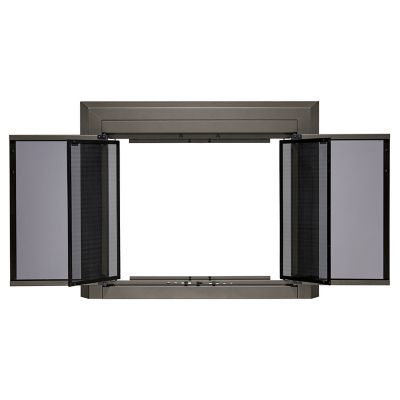 Image showing  Large Logan Cabinet Style Fireplace Doors with Smoke Tempered Glass, Gunmetal