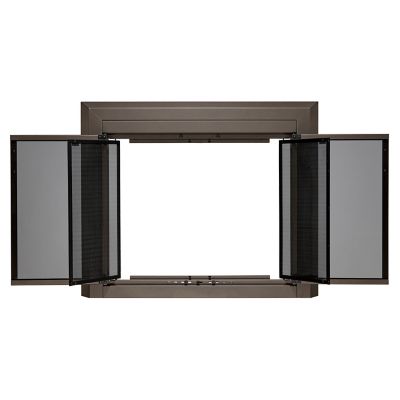 Image showing  Logan Oil Rubbed Bronze Cabinet-style Fireplace Doors with Smoke Tempered Glass, Large