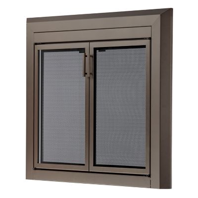 Image showing  Logan Oil Rubbed Bronze Cabinet-style Fireplace Doors with Smoke Tempered Glass, Large