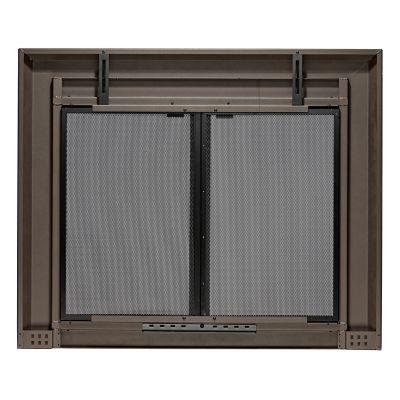 Image showing 6 th UniFlame Logan Oil Rubbed Bronze Cabinet-style Fireplace Doors with Smoke Tempered Glass, Large