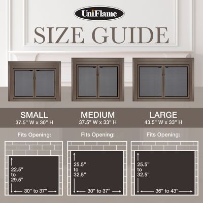 Image showing 9 th UniFlame Logan Oil Rubbed Bronze Cabinet-style Fireplace Doors with Smoke Tempered Glass, Large