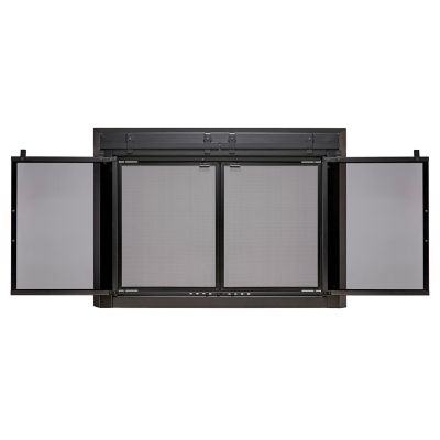 Image showing  Small Gregory Cabinet Style Fireplace Doors with Smoke Tempered Glass, Black