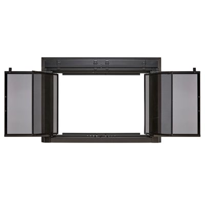Image showing  Gregory Black Cabinet-style Fireplace Doors with Smoke Tempered Glass, Medium