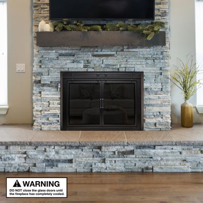 Image showing 7 th UniFlame Gregory Black Cabinet-style Fireplace Doors with Smoke Tempered Glass, Medium