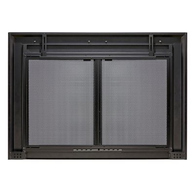 Image showing 5 th UniFlame Large Gregory Cabinet Style Fireplace Doors with Smoke Tempered Glass, Black