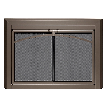 UniFlame Gerri Oil Rubbed Bronze Cabinet-style Fireplace Doors with Smoke Tempered Glass, Small