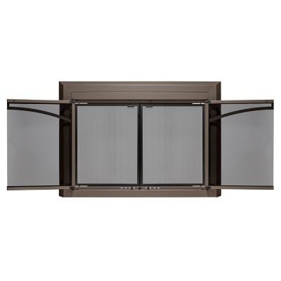 Image showing  Gerri Oil Rubbed Bronze Cabinet-style Fireplace Doors with Smoke Tempered Glass, Small