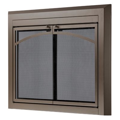 Image showing  Gerri Oil Rubbed Bronze Cabinet-style Fireplace Doors with Smoke Tempered Glass, Small
