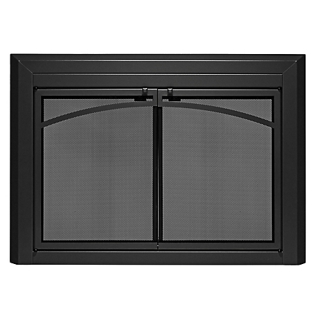 UniFlame Gerri Black Cabinet-style Fireplace Doors with Smoke Tempered Glass, Medium