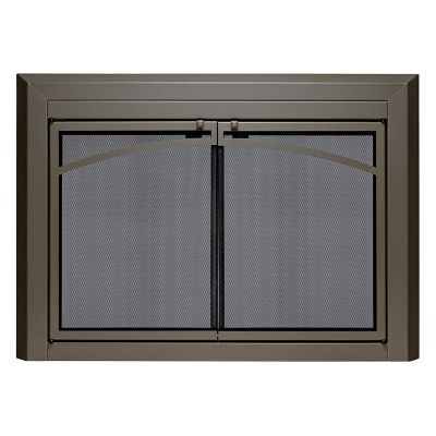 UniFlame Gerri Gunmetal Cabinet-style Fireplace Doors with Smoke Tempered Glass, Medium