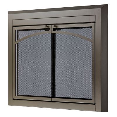 Image showing  Medium Gerri Gunmetal Cabinet Style Fireplace Doors with Smoke Tempered Glass