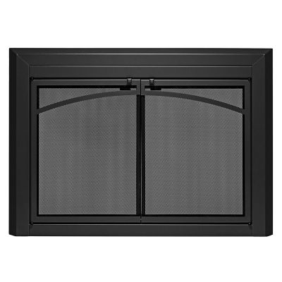 UniFlame Gerri Black Cabinet-style Fireplace Doors with Smoke Tempered Glass, Large