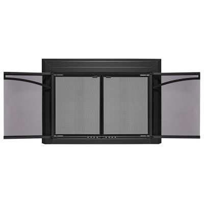 Image showing  Gerri Black Cabinet-style Fireplace Doors with Smoke Tempered Glass, Large