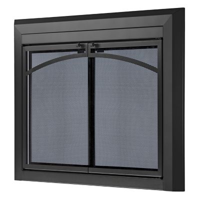 Image showing  Gerri Black Cabinet-style Fireplace Doors with Smoke Tempered Glass, Large