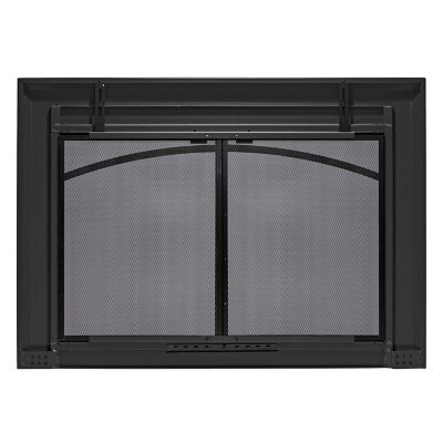 Image showing 5 th UniFlame Gerri Black Cabinet-style Fireplace Doors with Smoke Tempered Glass, Large