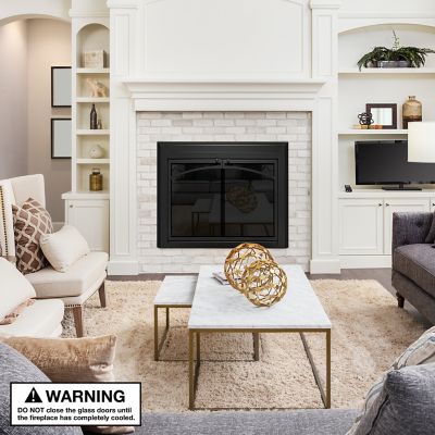 Image showing 6 th UniFlame Gerri Black Cabinet-style Fireplace Doors with Smoke Tempered Glass, Large