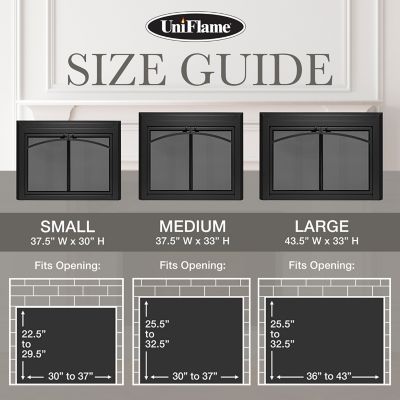 Image showing 8 th UniFlame Gerri Black Cabinet-style Fireplace Doors with Smoke Tempered Glass, Large