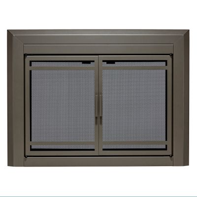 UniFlame Kendall Gunmetal Cabinet-style Fireplace Doors with Smoke Tempered Glass, Small