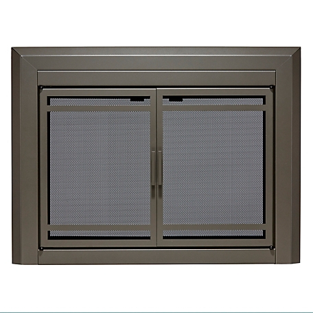 UniFlame Kendall Gunmetal Cabinet-style Fireplace Doors with Smoke Tempered Glass, Small