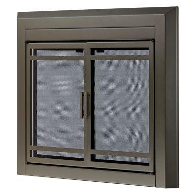 Image showing  Kendall Gunmetal Cabinet-style Fireplace Doors with Smoke Tempered Glass, Small