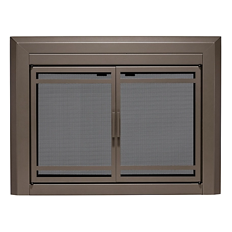 UniFlame Kendall Oil Rubbed Bronze Cabinet-style Fireplace Doors with Smoke Tempered Glass, Small
