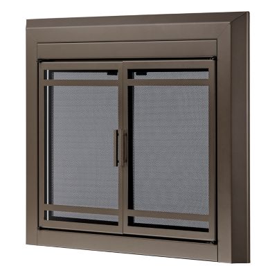 Image showing  Kendall Oil Rubbed Bronze Cabinet-style Fireplace Doors with Smoke Tempered Glass, Small