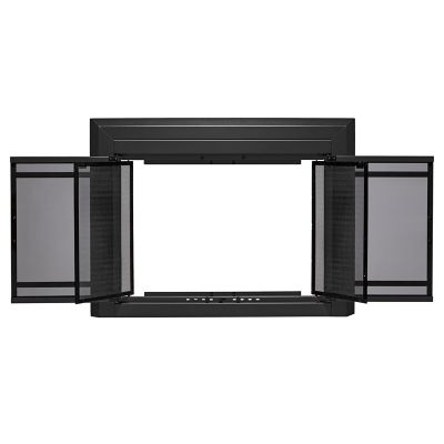 Image showing  Kendall Black Cabinet-style Fireplace Doors with Smoke Tempered Glass, Medium