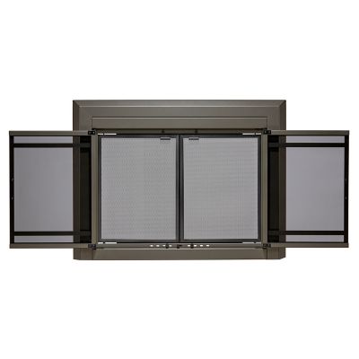 Image showing  Kendall Gunmetal Cabinet-style Fireplace Doors with Smoke Tempered Glass, Medium