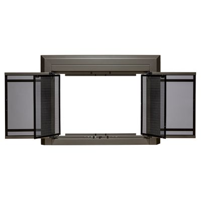 Image showing  Kendall Gunmetal Cabinet-style Fireplace Doors with Smoke Tempered Glass, Medium