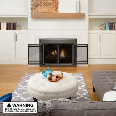 Image showing 8 th UniFlame Kendall Gunmetal Cabinet-style Fireplace Doors with Smoke Tempered Glass, Medium