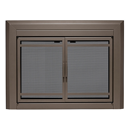UniFlame Kendall Oil Rubbed Bronze Cabinet-style Fireplace Doors with Smoke Tempered Glass, Medium