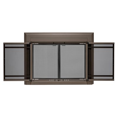 Image showing  Kendall Oil Rubbed Bronze Cabinet-style Fireplace Doors with Smoke Tempered Glass, Medium