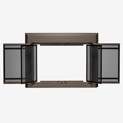 Image showing  Kendall Oil Rubbed Bronze Cabinet-style Fireplace Doors with Smoke Tempered Glass, Medium