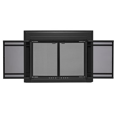 Image showing  Kendall Black Cabinet-style Fireplace Doors with Smoke Tempered Glass, Large