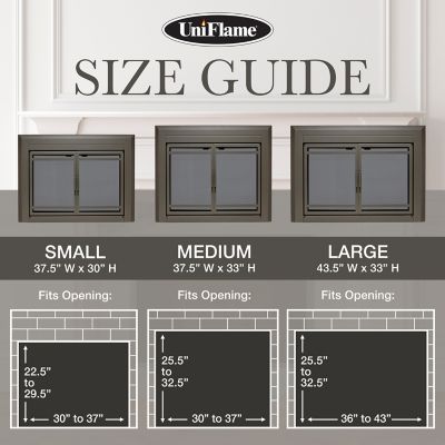 Image showing 9 th UniFlame Kendall Gunmetal Cabinet-style Fireplace Doors with Smoke Tempered Glass, Large