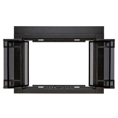 Image showing  Large Connor Bi-Fold Style Fireplace Doors with Smoke Tempered Glass, Black