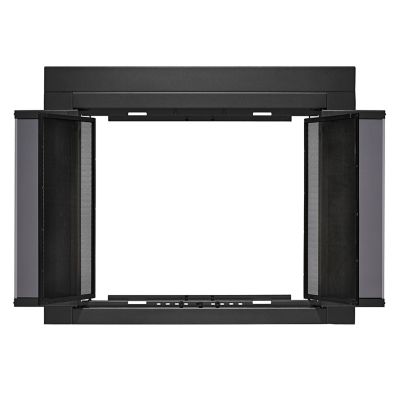 Image showing  Small Roman Bi-fold Fireplace Doors with Smoke Tempered Glass, Black
