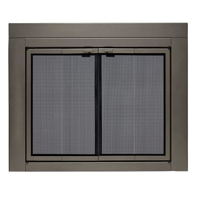 UniFlame Small Roman Bi-Fold Fireplace Doors with Smoke Tempered Glass, Gunmetal
