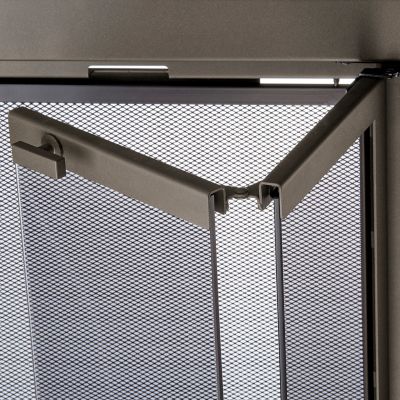 Image showing  Small Roman Bi-Fold Fireplace Doors with Smoke Tempered Glass, Gunmetal