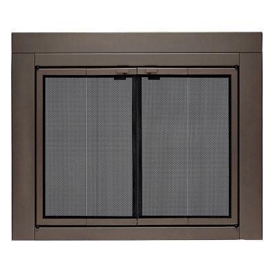 UniFlame Roman Oil Rubbed Bronze Bi-fold style Fireplace Doors with Smoke Tempered Glass, Small