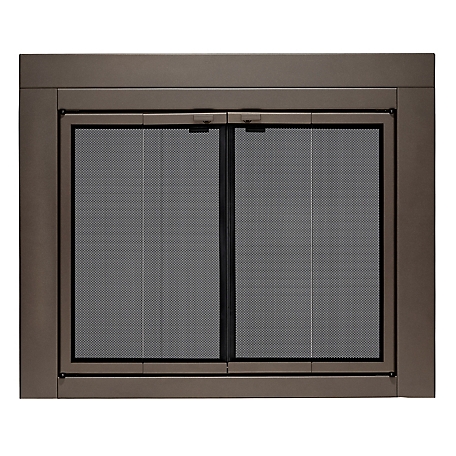 UniFlame Roman Oil Rubbed Bronze Bi-fold style Fireplace Doors with Smoke Tempered Glass, Small